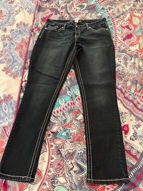 Maurices Black Straight-Leg Jeans with White Contrast Stitching